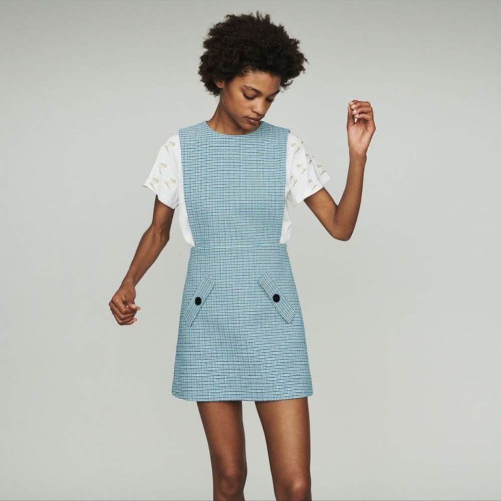 [New] Maje plaid pinafore dress